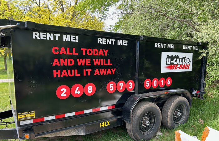 photo of rented dumpster at a hgouse in South Lyon